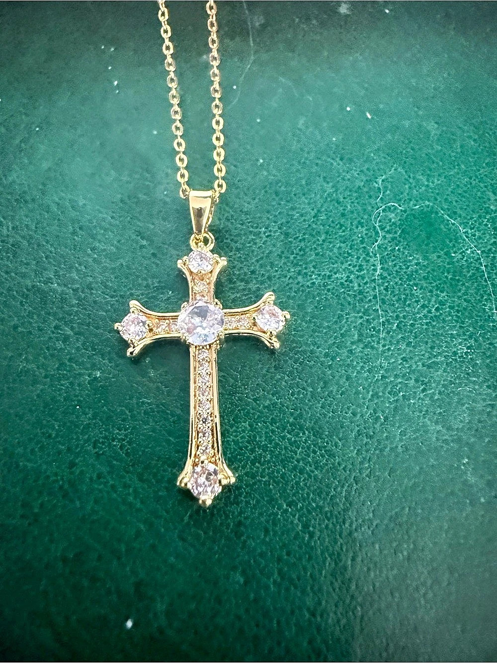 Gold Cross Pendant Necklace NWT